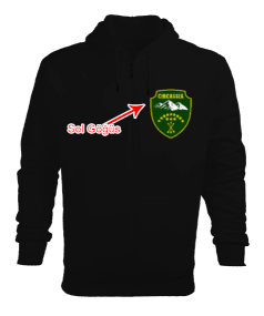 Çerkes Bayrağı, adiga bayrağı,Çerkes logosu. Erkek Kapşonlu Fermuarlı - Tisho