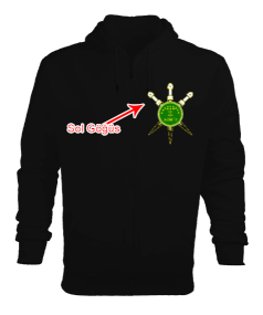 Çerkes Bayrağı, adiga bayrağı,Çerkes logosu. Erkek Kapşonlu Fermuarlı - Tisho