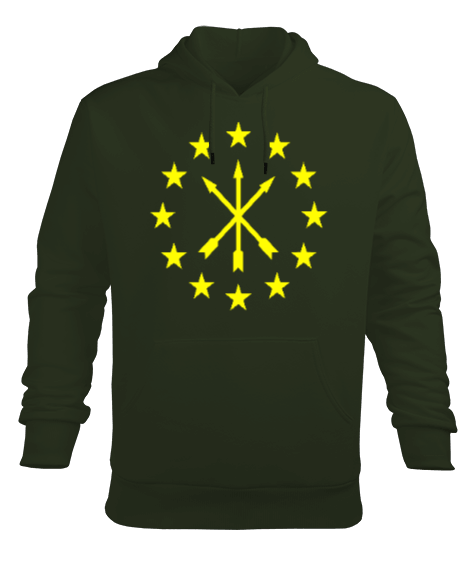 Çerkes Bayrağı, adiga bayrağı,Çerkes logosu. Erkek Kapüşonlu Hoodie Sweatshirt - Tisho