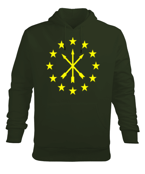 Tisho - Çerkes Bayrağı, adiga bayrağı,Çerkes logosu. Erkek Kapüşonlu Hoodie Sweatshirt