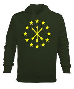 Çerkes Bayrağı, adiga bayrağı,Çerkes logosu. Erkek Kapüşonlu Hoodie Sweatshirt - Tisho
