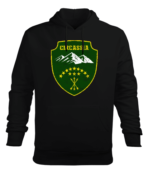 Tisho - Çerkes Bayrağı, adiga bayrağı,Çerkes logosu. Erkek Kapüşonlu Hoodie Sweatshirt