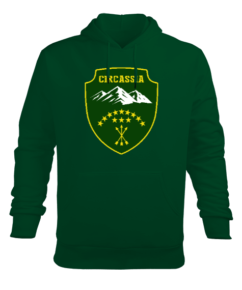 Çerkes Bayrağı, adiga bayrağı,Çerkes logosu. Erkek Kapüşonlu Hoodie Sweatshirt - Tisho