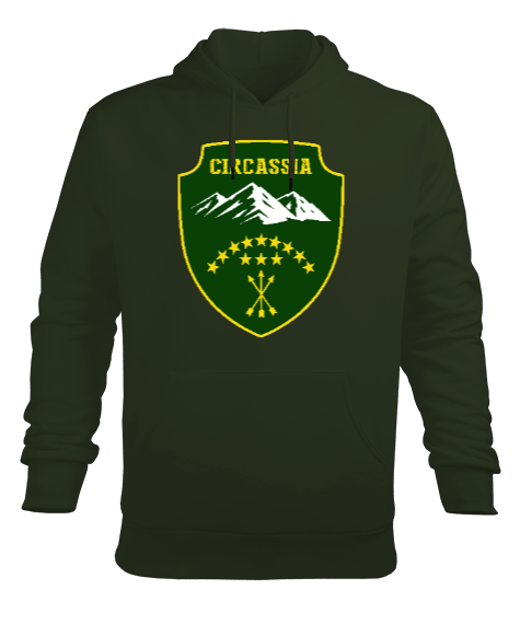 Çerkes Bayrağı, adiga bayrağı,Çerkes logosu. Erkek Kapüşonlu Hoodie Sweatshirt - Tisho