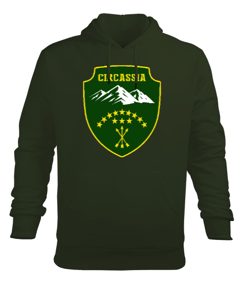 Tisho - Çerkes Bayrağı, adiga bayrağı,Çerkes logosu. Erkek Kapüşonlu Hoodie Sweatshirt