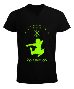 Çerkes Bayrağı, adiga bayrağı,Çerkes logosu. Erkek Kısa Kol V Yaka Tişört - Tisho