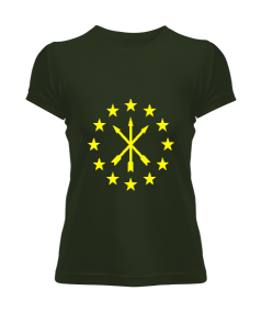 Çerkes Bayrağı, adiga bayrağı,Çerkes logosu. Kadın Tişört - Tisho