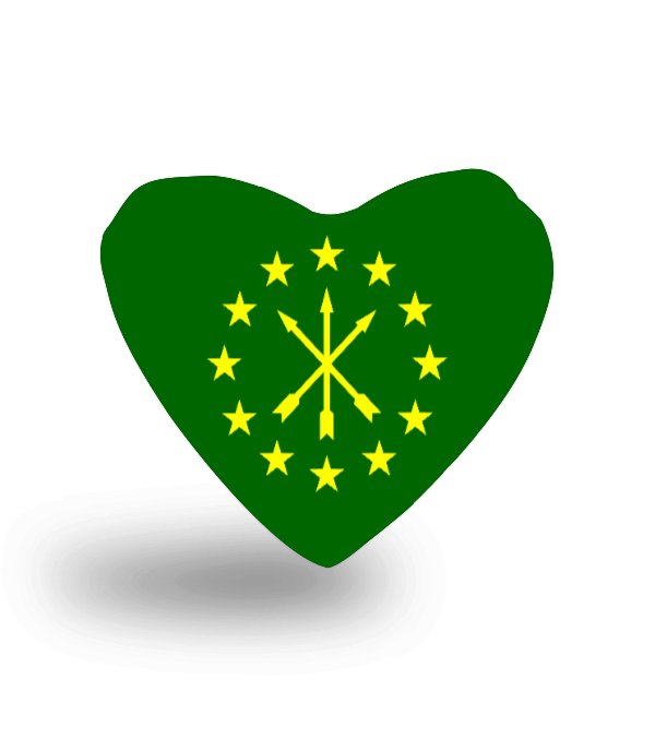 Tisho - Çerkes Bayrağı, adiga bayrağı,Çerkes logosu. Kalp Yastık