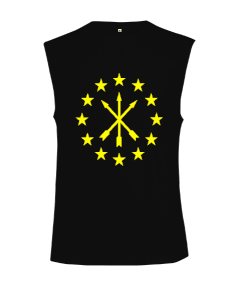 Tisho - Çerkes Bayrağı, adiga bayrağı,Çerkes logosu. Kesik Kol Unisex Tişört