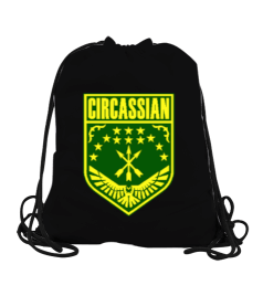 Çerkes Bayrağı, adiga bayrağı,Çerkes logosu. Siyah Büzgülü Spor Çanta - Tisho