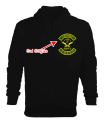 Çerkes Bayrağı, adiga bayrağı,Çerkes logosu. Siyah Erkek Kapşonlu Fermuarlı - Tisho