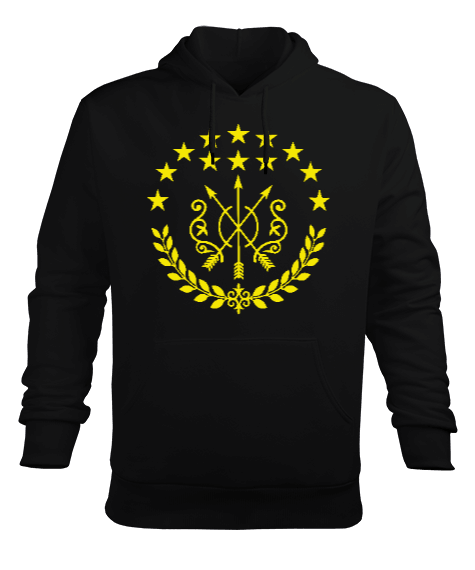 Çerkes Bayrağı, adiga bayrağı,Çerkes logosu. Siyah Erkek Kapüşonlu Hoodie Sweatshirt - Tisho