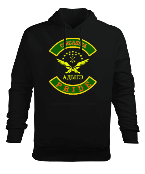 Çerkes Bayrağı, adiga bayrağı,Çerkes logosu. Siyah Erkek Kapüşonlu Hoodie Sweatshirt - Tisho