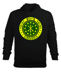 Çerkes Bayrağı, adiga bayrağı,Çerkes logosu. Siyah Erkek Kapüşonlu Hoodie Sweatshirt - Tisho