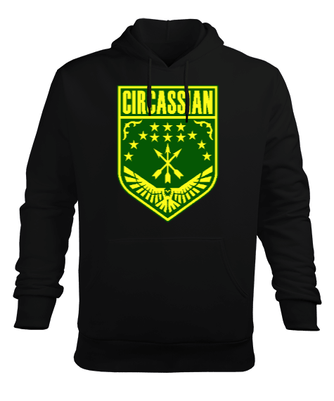 Çerkes Bayrağı, adiga bayrağı,Çerkes logosu. Siyah Erkek Kapüşonlu Hoodie Sweatshirt - Tisho