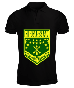 Çerkes Bayrağı, adiga bayrağı,Çerkes logosu. Siyah Erkek Kısa Kol Polo Yaka - Tisho