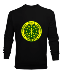 Çerkes Bayrağı, adiga bayrağı,Çerkes logosu. Siyah Erkek Sweatshirt - Tisho