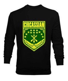 Çerkes Bayrağı, adiga bayrağı,Çerkes logosu. Siyah Erkek Sweatshirt - Tisho