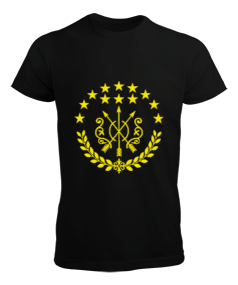 Çerkes Bayrağı, adiga bayrağı,Çerkes logosu. Siyah Erkek Tişört - Tisho