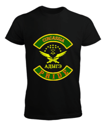 Çerkes Bayrağı, adiga bayrağı,Çerkes logosu. Siyah Erkek Tişört - Tisho