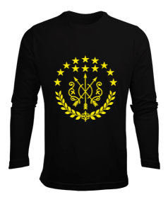 Çerkes Bayrağı, adiga bayrağı,Çerkes logosu. Siyah Erkek Uzun Kol Yazlık Tişört - Tisho