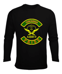 Çerkes Bayrağı, adiga bayrağı,Çerkes logosu. Siyah Erkek Uzun Kol Yazlık Tişört - Tisho