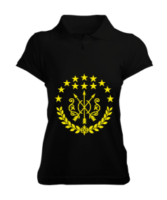 Çerkes Bayrağı, adiga bayrağı,Çerkes logosu. Siyah Kadın Polo Yaka Tişört - Tisho