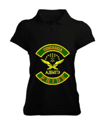 Çerkes Bayrağı, adiga bayrağı,Çerkes logosu. Siyah Kadın Polo Yaka Tişört - Tisho