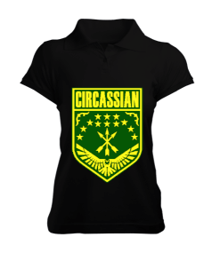 Çerkes Bayrağı, adiga bayrağı,Çerkes logosu. Siyah Kadın Polo Yaka Tişört - Tisho