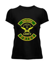 Çerkes Bayrağı, adiga bayrağı,Çerkes logosu. Siyah Kadın Tişört - Tisho