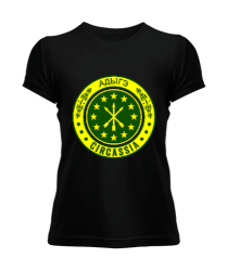 Çerkes Bayrağı, adiga bayrağı,Çerkes logosu. Siyah Kadın Tişört - Tisho