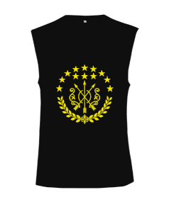 Çerkes Bayrağı, adiga bayrağı,Çerkes logosu. Siyah Kesik Kol Unisex Tişört - Tisho