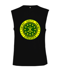 Çerkes Bayrağı, adiga bayrağı,Çerkes logosu. Siyah Kesik Kol Unisex Tişört - Tisho