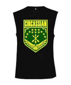 Çerkes Bayrağı, adiga bayrağı,Çerkes logosu. Siyah Kesik Kol Unisex Tişört - Tisho