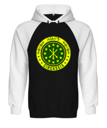 Çerkes Bayrağı, adiga bayrağı,Çerkes logosu. Siyah/Beyaz Orjinal Reglan Hoodie Unisex Sweatshirt - Tisho