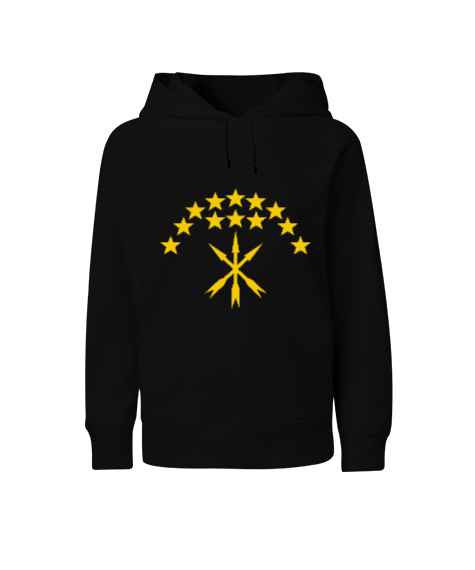 Tisho - Çerkes Bayrağı,Kafkas,adiga bayrağı,Çerkes logosu. Siyah Çocuk Unisex Hoodie Kapüşonlu