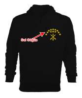 Çerkes Bayrağı,Kafkas,adiga bayrağı,Çerkes logosu. Siyah Erkek Kapşonlu Fermuarlı - Tisho