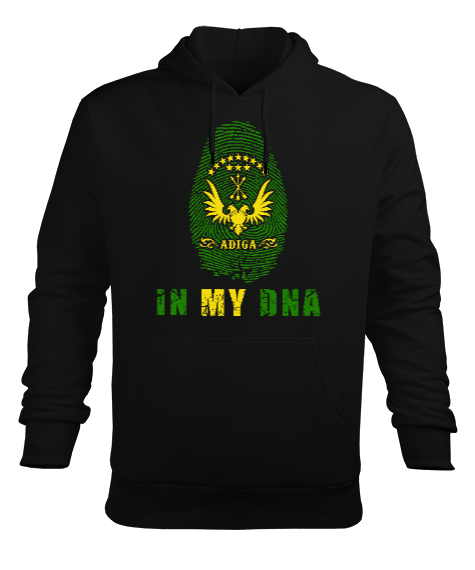 Tisho - Çerkes Bayrağı,Kafkas,adiga bayrağı,Çerkes logosu. Siyah Erkek Kapüşonlu Hoodie Sweatshirt