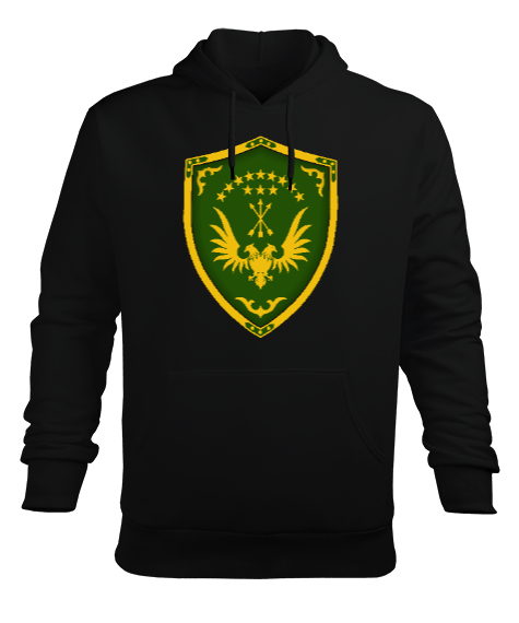 Tisho - Çerkes Bayrağı,Kafkas,adiga bayrağı,Çerkes logosu. Siyah Erkek Kapüşonlu Hoodie Sweatshirt