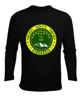 Çerkes Bayrağı,Kafkas,adiga bayrağı,Çerkes logosu. Siyah Erkek Uzun Kol Yazlık Tişört - Tisho