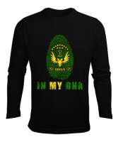 Çerkes Bayrağı,Kafkas,adiga bayrağı,Çerkes logosu. Siyah Erkek Uzun Kol Yazlık Tişört - Tisho