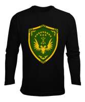 Çerkes Bayrağı,Kafkas,adiga bayrağı,Çerkes logosu. Siyah Erkek Uzun Kol Yazlık Tişört - Tisho