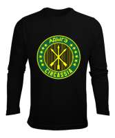 Çerkes Bayrağı,Kafkas,adiga bayrağı,Çerkes logosu. Siyah Erkek Uzun Kol Yazlık Tişört - Tisho