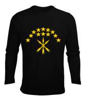 Çerkes Bayrağı,Kafkas,adiga bayrağı,Çerkes logosu. Siyah Erkek Uzun Kol Yazlık Tişört - Tisho