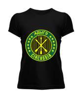 Çerkes Bayrağı,Kafkas,adiga bayrağı,Çerkes logosu. Siyah Kadın Tişört - Tisho