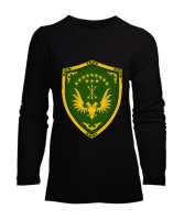 Çerkes Bayrağı,Kafkas,adiga bayrağı,Çerkes logosu. Siyah Kadın Uzun Kol Tişört - Tisho