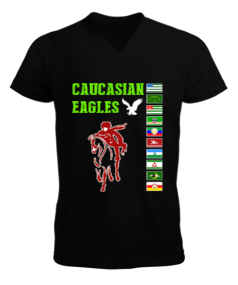 Çerkes,abhazya, Kafkas,karaçay çerkesya,kabardino balkarya,Kuzey Osetya,İnguşetya,çeçenistan,Dağısta Erkek Kısa Kol V Yaka Tişört - Tisho