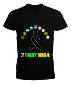 Çerkes,abhazya, Kafkas,karaçay çerkesya,kabardino balkarya,Kuzey Osetya,İnguşetya,çeçenistan,Dağısta Erkek Kısa Kol V Yaka Tişört - Tisho