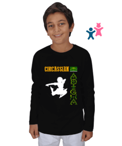 Çerkes,Çerkes Bayrağı, adiga bayrağı,Çerkes logosu. Çocuk Unisex Uzunkollu - Tisho