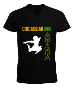 Çerkes,Çerkes Bayrağı, adiga bayrağı,Çerkes logosu. Erkek Kısa Kol V Yaka Tişört - Tisho